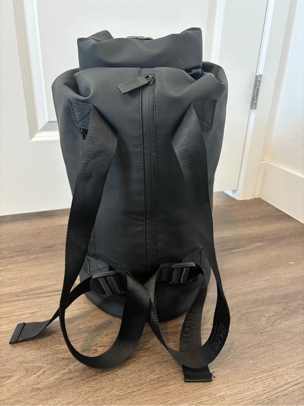 Hugo Boss Black Roll-Top Barell Duffle Soccer Sports Tote Bag